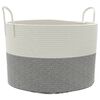 vidaXL Cesto de arruma&ccedil;&atilde;o &Oslash;51x33 cm algod&atilde;o cinzento e branco