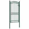 vidaXL Port&atilde;o de cerca EMMEN com topo arqueado, a&ccedil;o, 100x136 cm, verde