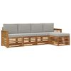 vidaXL Conjunto de Sof&aacute;s para Exterior 5 pcs Natural e Cinzento-Claro