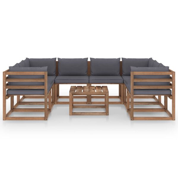 vidaXL 9 pcs Conjunto lounge de jardim c/ almofad&otilde;es antracite