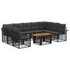 vidaXL Conjunto de Sof&aacute; de Jardim 10 unid. Preto e Cinza Escuro