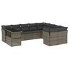 vidaXL 10 pcs conjunto sof&aacute;s de jardim c/ almofad&otilde;es vime PE cinzento