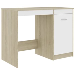 vidaXL Secret&aacute;ria 100x50x76 cm contraplacado branco/carvalho sonoma
