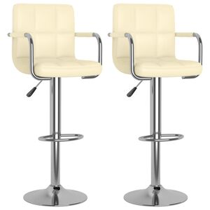 vidaXL Bancos de bar 2 pcs couro artificial cor creme