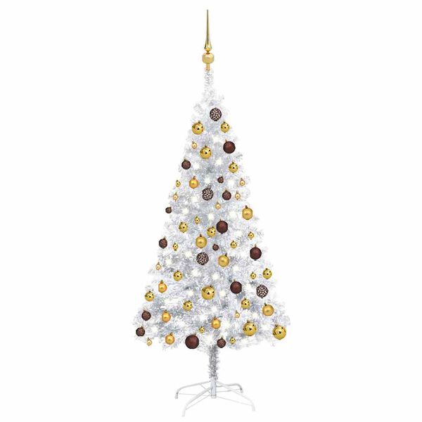 vidaXL Árvore Natal artificial pré-iluminada c/bola 120cm PET prateado