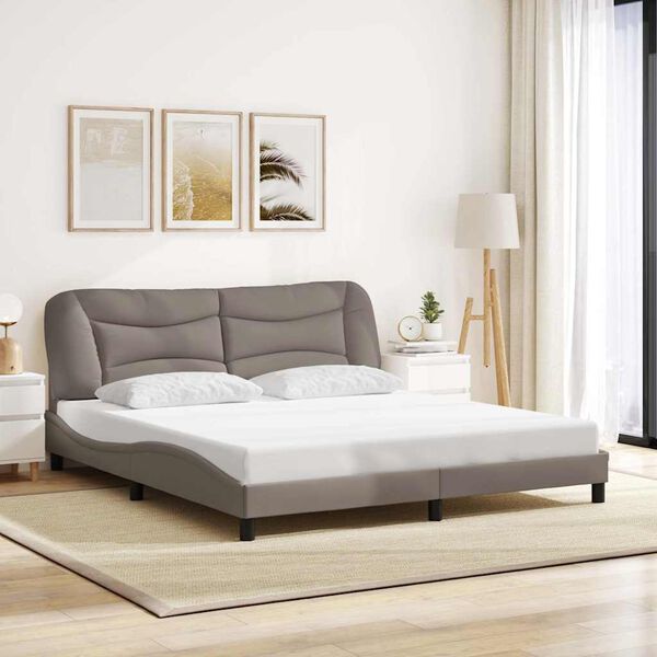 vidaXL Estrutura de cama sem colch&atilde;o Hvar 180x200 cm tecido castanho-acinzentado