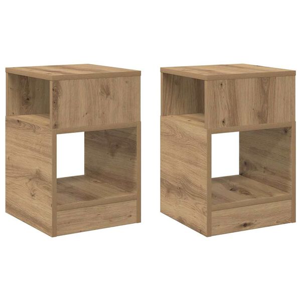 vidaXL Mesa de apoio 2 pcs Carvalho Artesanal 30,5 x 30 x 45 cm