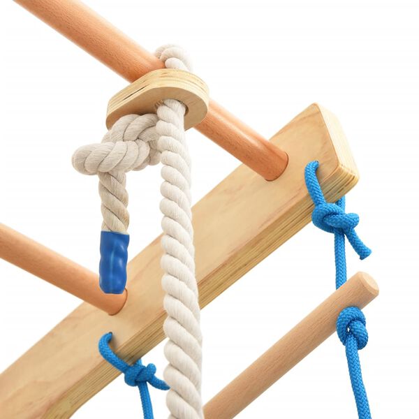 vidaXL Conjunto de escalada p/ interior com escadas e argolas madeira