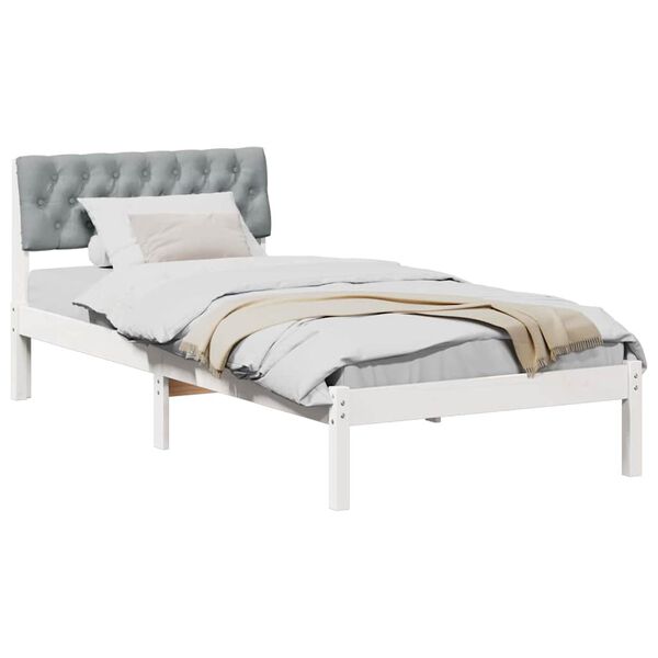 vidaXL Estrutura da cama Branco e cinza claro 90 x 190 cm
