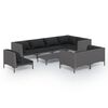 vidaXL 9 pcs conj. lounge jardim c/ almofad&otilde;es vime PE cinza-escuro