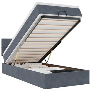 vidaXL Estrutura de cama otomana com colch&atilde;o cinza escuro veludo