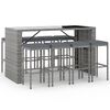 vidaXL 9 pcs conjunto de bar p/ jardim c/ almofad&otilde;es vime PE cinzento