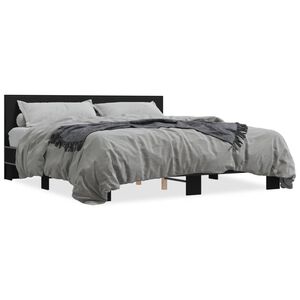 vidaXL Estrutura de cama 180x200 cm derivados de madeira/metal preto