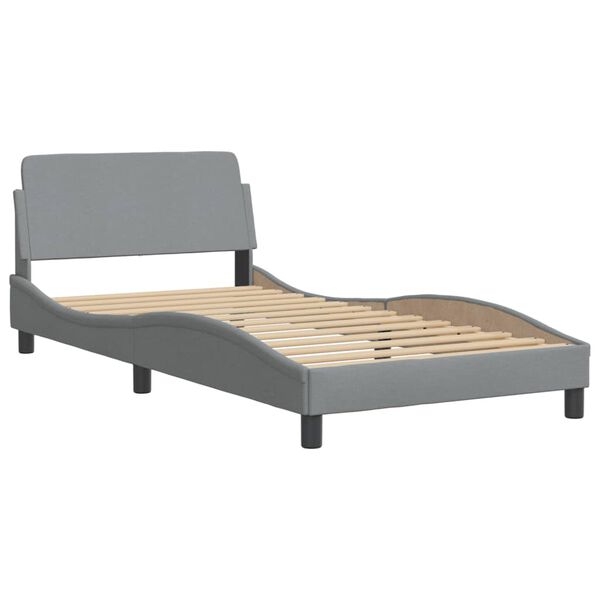 vidaXL Cama com colch&atilde;o Hvar 100x200 cm tecido cinzento-claro