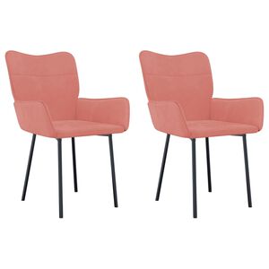 vidaXL Cadeiras de jantar 2 pcs veludo rosa