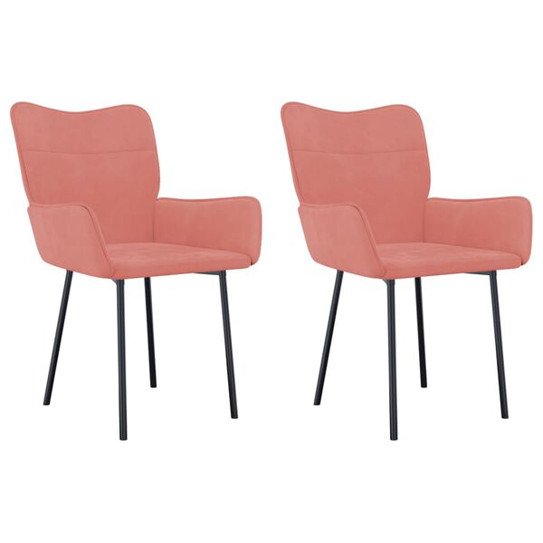 vidaXL Cadeiras de jantar 2 pcs veludo rosa