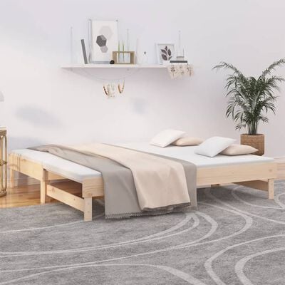 vidaXL Estrutura sofá-cama de puxar 2x(90x190) cm pinho maciço