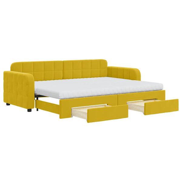 vidaXL Sof&aacute;-cama com gavet&atilde;o e gavetas 80x200 cm veludo amarelo