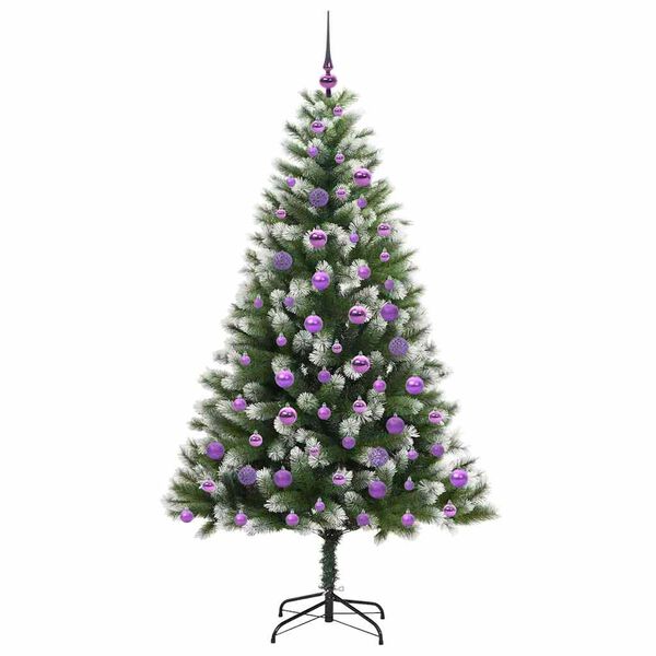vidaXL &Aacute;rvore de Natal Artificial com Dobradi&ccedil;as e Neve Coberta 180 cm