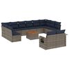 vidaXL Conjunto de sof&aacute; de jardim com 13 pe&ccedil;as e almofadas em rattan sint&eacute;tico cinza