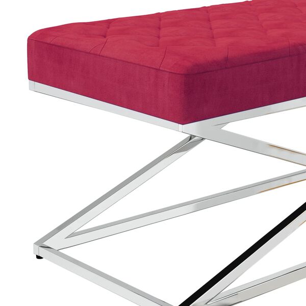 vidaXL Banco a&ccedil;o inoxid&aacute;vel e veludo vermelho tinto