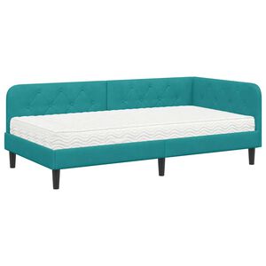 vidaXL Estrutura de Cama de Canto Turquesa 100 x 200 cm Veludo