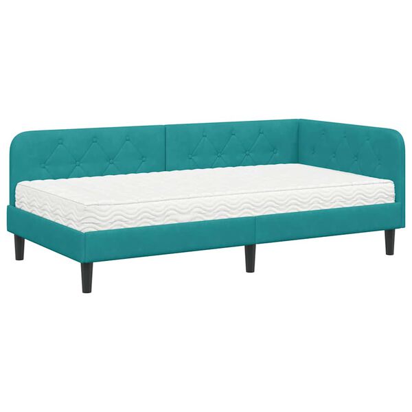 vidaXL Estrutura de Cama de Canto Turquesa 100 x 200 cm Veludo