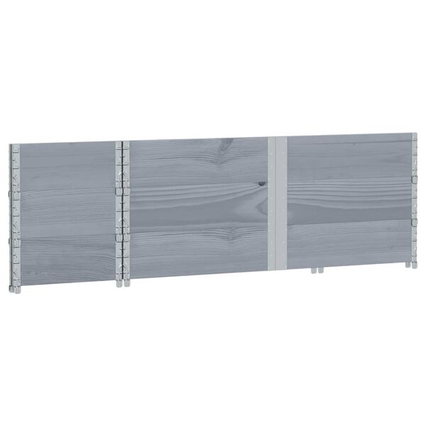 vidaXL Colares p/ paletes 3 pcs 150x50 cm madeira pinho maci&ccedil;a cinza