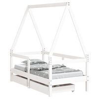 vidaXL Estrutura cama infantil c/ gavetas 70x140cm pinho maciço branco