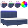 vidaXL Cama box spring c/ colch&atilde;o e LED 200x200 cm tecido azul