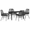 vidaXL Conjunto de Jantar para Jardim 5 unid. Preto vime PE