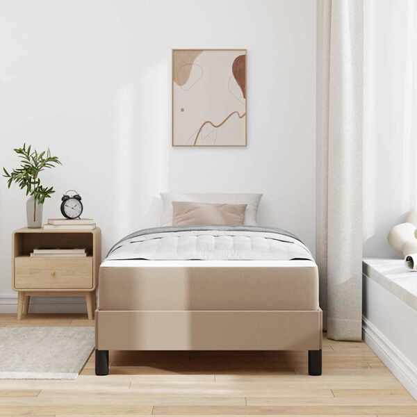 vidaXL Estrutura da Cama com colch&atilde;o Cappuccino 100 x 200 cm tecido