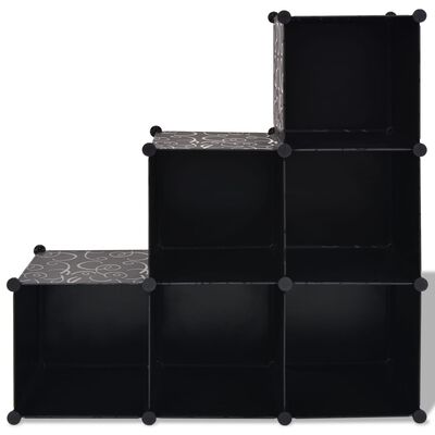 vidaXL Cubos de arrumação com 6 compartimentos preto