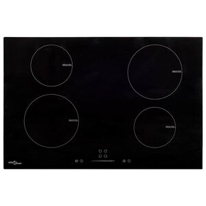 vidaXL Placa de indu&ccedil;&atilde;o com 4 discos ecr&atilde; t&aacute;til vidro 7000 W 77 cm