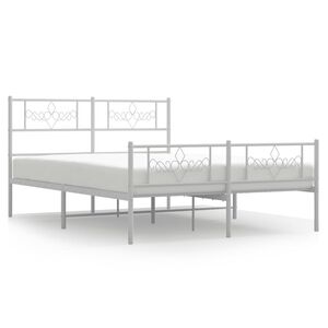 vidaXL Estrutura de cama com cabeceira e p&eacute;s 140x200 cm metal branco