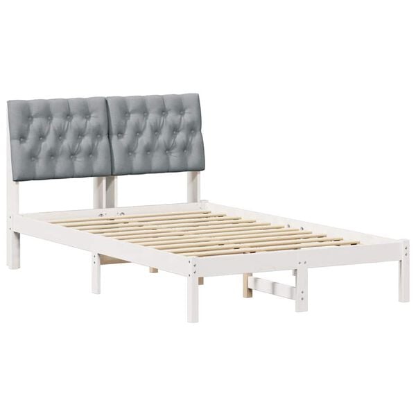 vidaXL Estrutura de Cama com Cabeceira Estofada Branco 120 x 200 cm