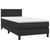 vidaXL Cama box spring c/ colchão/LED 90x190 cm couro artificial preto