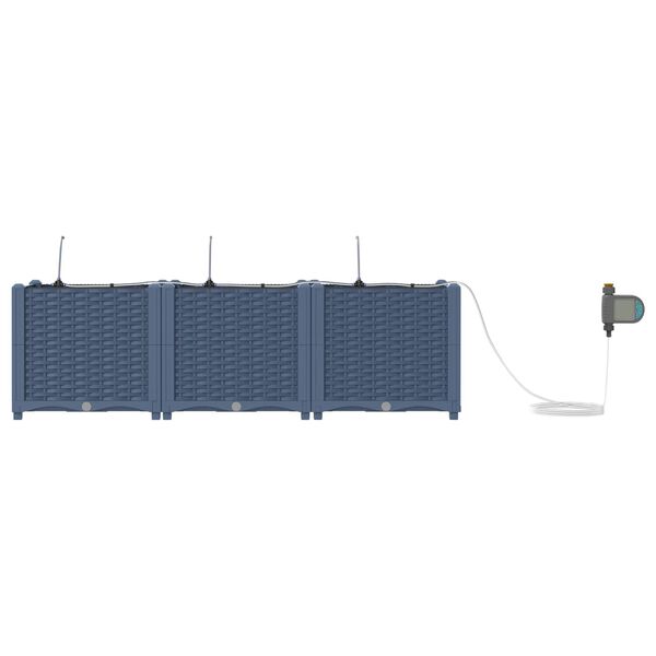 vidaXL Vaso de Jardim 3 pcs Cinzento 120 x 40 x 37,5 cm Pl&aacute;stico