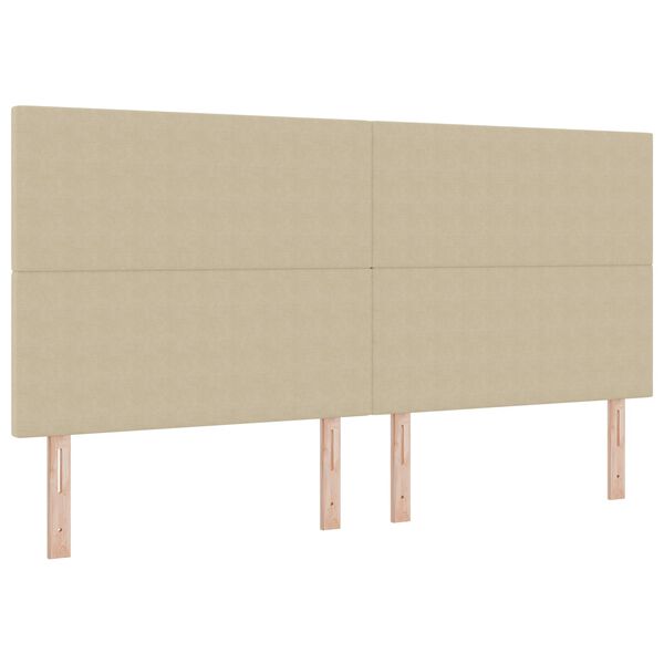 vidaXL Cabeceira LED com cabeceira Manual Cinza Verde 200 cm Poli&eacute;ster