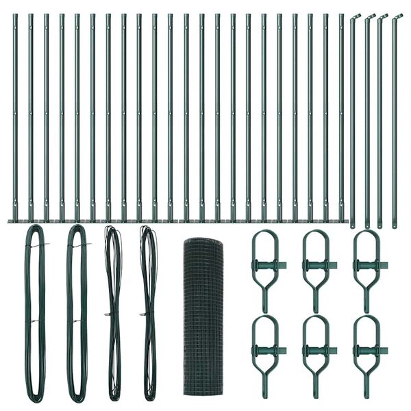 vidaXL Poste de Cerca Verde 50 x 0,4 m (malha de 25 x 25 mm) A&ccedil;o e PVC