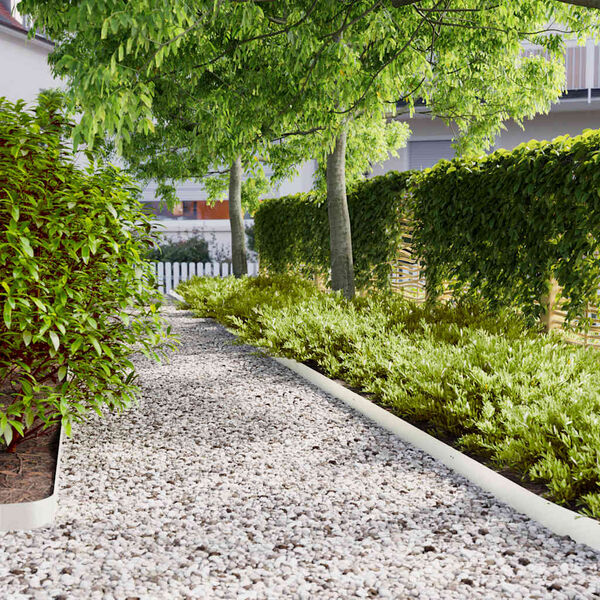 vidaXL Orlas de relva 50 pcs branco 10x103 cm a&ccedil;o laminado a frio