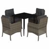 vidaXL 5 pcs conjunto de jantar p/ jardim c/ almofad&otilde;es vime PE cinza