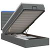 vidaXL Cama Ottoman com Colch&atilde;o e LED Cinzento-Escuro 100 x 200 cm