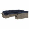 vidaXL Conjunto de sof&aacute; de jardim com 11 pe&ccedil;as e almofadas em rattan sint&eacute;tico cinza