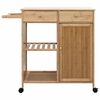 vidaXL Carrinho de Cozinha com Rodas Natural 90,5 x 36 x 86,5 cm Bambu
