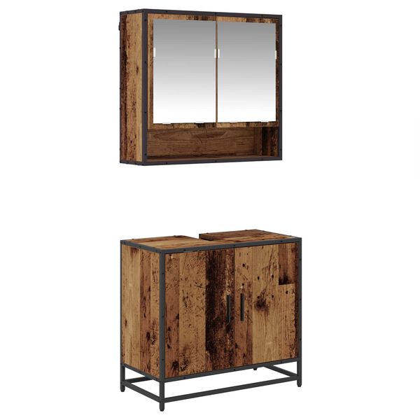 vidaXL Conjunto de M&oacute;veis para Banheiro com porta 2 pcs Madeira Antiga