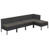 vidaXL 5 pcs conjunto lounge de jardim c/ almofadões vime PE preto