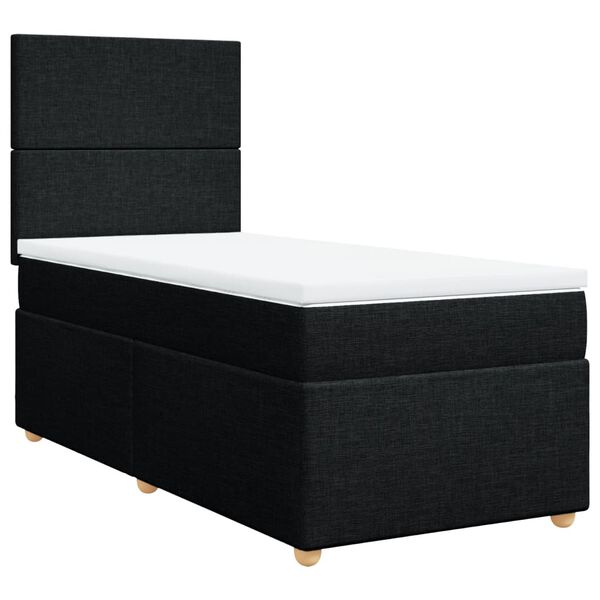 vidaXL Cama com molas/colch&atilde;o 90x190 cm tecido preto