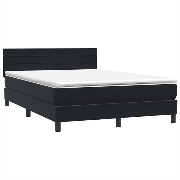 vidaXL Cama com molas/colch&atilde;o 160x220 cm veludo preto
