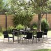 vidaXL Conjunto de Jantar para Jardim 7 pcs Preto e Cinza Rattan de PE
